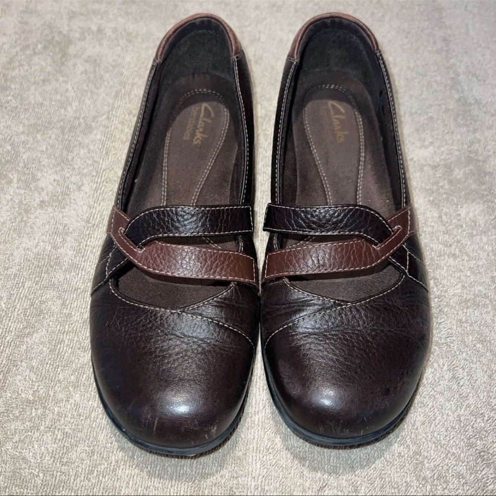 CLARKS BENDABLES BROWN SIXTY CRUISE MARY JANE SLIP ON FLATS//WOMENS SIZE 9